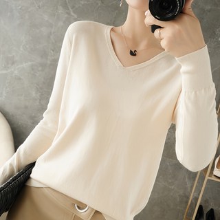 솔레일 여성용 캐시미어 브이넥 슬리브 니트