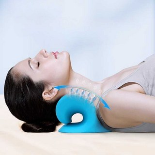 베개 거북목 일자목 목디스크 자세교정기 스트레칭, 곡률베개 (신체지원 과학적 안전) 하늘색-자석, 1개
