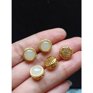 白玉髓 如意 保色沙金 碧玉 吊墜 DIY 配件 半成品 串珠