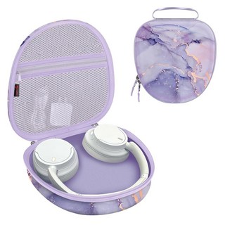 소니 헤드폰용 핀티 하드 케이스 WH-CH720N/710N/520/510/1000XM 보호 호환 | 헤드폰 | 휴대용 | 커버 블랙 WH-1000XM6/XM5/XM4/WHXB910, Lilac Marble, 1개