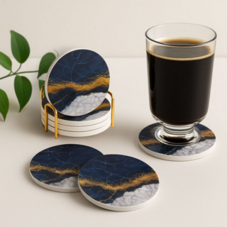 시옷모먼트 고급 디자인 세라믹 물흡수 코스터 카페 컵받침 6개 프레임 세트, 1세트, 빛의파편