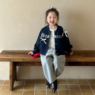 Baby童衣兒童春秋外套 女童蝴蝶結刺繡棒球外套 女寶夾克外套 時尚百搭 舒適親膚