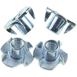 M5 X 8mm T 너트 4 프롱 티 블라인드 나사산 삽입 깨끗한 실 녹슬지 않은 탄소강 아연 도금 목재 암벽 등반 벽에 합판 가구 입자 보드 CNC 라우터 60 팩 보관, M6-10(40Pack), 1개