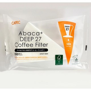 CAFEC 三洋 DEEP27 濾紙 花瓣濾杯 深層濾杯 甜筒濾杯 100入 日本製, 1個, 140ml