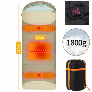 씽크라이프 USB 발열침낭 55도 고온 가열 워셔블 세척편한 겨울 캠핑용 차량용 온열침낭, 1세트, 샌드