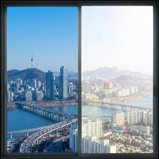 앞날창창 물로 붙이는 창문 사생활 보호필름 햇빛 가리개 시트지, 딥블루