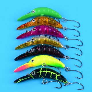 쿠쿠스토어 7개입 미노우 낚시 미끼 인조 하드 베이트 샤프 훅 워블러 송어 파이크 배스 태클, 01 하얀색