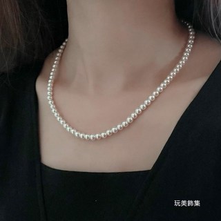 玩美飾集 925純銀項鍊 溫柔貝珠珍珠項鍊 珍珠飾品 純銀短項鍊 禮物