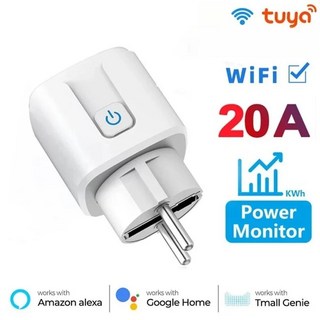 투야 스마트 라이프 앱용 스마트 소켓 와이파이 스마트 플러그 전원 콘센트 알렉사 구글 홈 음성 제어 EU 16A 20A AC100-240V, 04 20A Power Monitor, 1개