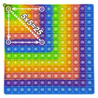 재미있는 대형 12단 구구단 곱셈 팝잇 레인보우 파빗 푸쉬팝 대왕 산수 게임 팝잇 푸시팝 무한 뽁뽁이 말랑이 장난감 토이, 블루 sps422, 1개