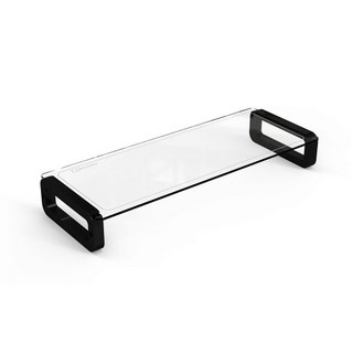 제삼오스토어 투명유리 모니터받침대 블랙 55.5x21 박스10개입 프리랜서 수납 서재 강화유리