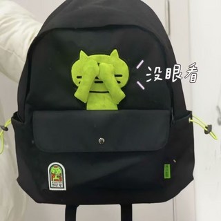 XBREAK 雙肩背包 學生後背包 日韓ins風 大容量簡約書包 男女通用, 黑色焦慮貓