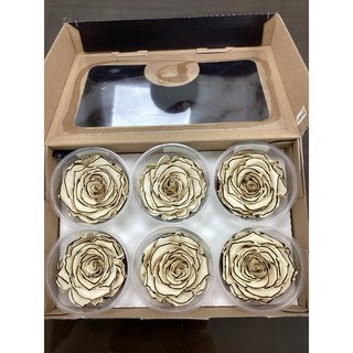 花藝夢*Rose Amor 厄瓜多永生玫瑰花 單朵販售 小香風金屬系列 7公分 永生玫瑰, 白底黑邊*小香風（偏米白）