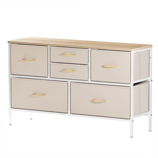 ONESOWON 패브릭 2단 서랍장1000 거실 TV수납장 6개, 6단, 베이지