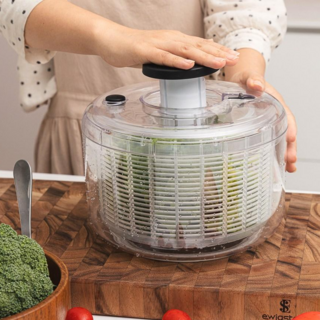 헤이즈리빙 펌프형 야채 탈수기 채소 샐러드 스피너, 1개, 펌핑 야채 탈수기