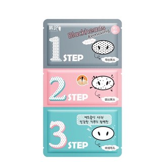 豬鼻鼻黑頭粉刺三步驟貼片 黑頭打擊妙鼻貼 粉刺貼 三步驟深層清潔毛孔, 3, 1個