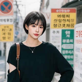 GBKING 수제 보브컷 통가발 단발머리 인모100% 항암가발 전체가발, 1개, 블랙 20cm