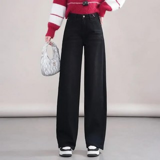 여자청바지 슬림핏 데님 와이드 바지 기모 도톰 겨울 하이웨스트 캐주얼 통 원템4