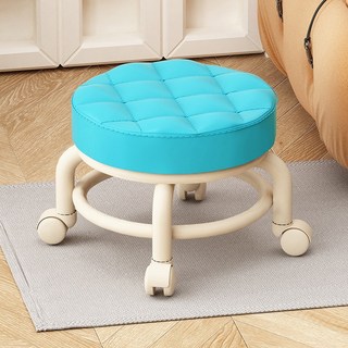 萬向滑輪矮凳 小椅凳 椅凳 滾輪椅, 1個, 【藍色／圓凳】加固雙層支架 萬象滑輪