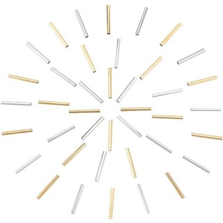 100개 황동 튜브 비즈 2가지 색상 골든 실버 마크라메 스페이서 비즈 4mm 대형 구멍 누들 튜브 비즈 재봉 공예 벽걸이 나무 걸이 식물 홀더, Mixed Color, 100