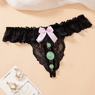 好評優選大碼情趣內褲網紅超大夜明珠丁字褲性感蕾絲開襠免脫帶珠按摩t褲, A101,L【60-70公斤】