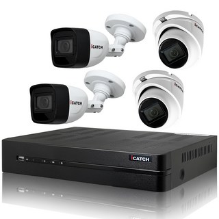 CHICHIAU H.265 500萬畫素4路數位高清遠端監控主機 (含同軸音頻5MP槍機/半球任選x4)台灣製造