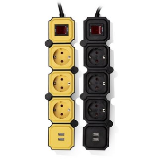 유커먼 요리조리 꺾이는 디자인 고용량 USB 멀티탭 3구, 1개, 블랙+옐로우, 1.5m