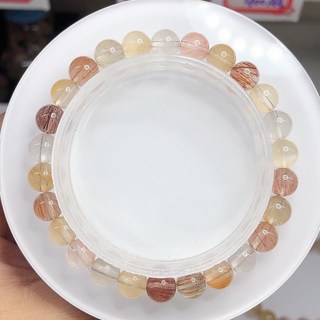 鳳凰紅彩兔毛順毛手串 圓珠手鍊 7.3mm