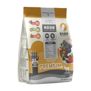 nu4PET 陪心寵糧 無穀低敏貓糧 室內貓180億益生菌, 海魚野莓口味, 1000g, 1包