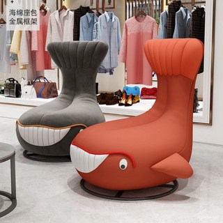 網紅鯨魚造型旋轉椅：舒適絨布懶人沙發，可折疊單人沙發床，多功能和室椅, 定製顏色布料諮詢客服,親膚質感+極速發貨+破損包賠, 1個
