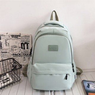 TOF 台灣現貨 簡約百搭校園風後背包 女 帆布 尼龍 防水 小後背包 電腦包 書包 雙肩包 旅行包, 綠色單包