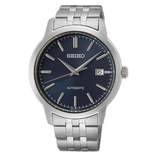 SEIKO 남성용 블루 다이얼 실버 스테인리스 스틸 밴드 오토매틱 시계 블루. 시계