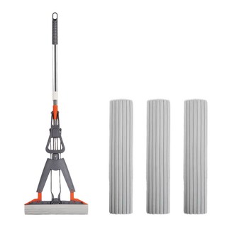 클린트 먼지먹는 물기제거 스펀지 밀대 물기제거기+ 리필패드 3장, 1세트