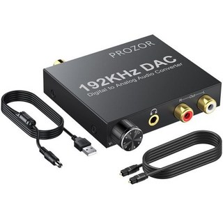 PROZOR 192KHz 디지털아날로그 오디오 변환기 업그레이드 볼륨 조절 USB 전원 케이블 포함 디지털 스테레오
