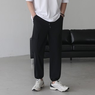 베이직바이블 남자 카고조거 아이스 쿨링 냉감 바지 링클프리 시원한 여름 밴딩 사방스판 빅사이즈 커플 슬랙스