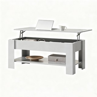 多功能升降邊桌，隱藏收納空間，客廳置物茶几，現代簡約風, 淺灰色