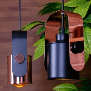 [ 조명나라 ] 콤팩트 (블랙갓 코퍼갓) 코퍼포인트 유니크 조형적 구리 블랙 코퍼 펜던트, 블랙갓+LED 에디슨 G80 (노란빛)*1