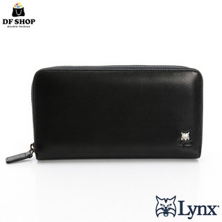 美國山貓 頂級牛皮 三隔層 9卡 單拉鍊 長夾 皮夾 黑色