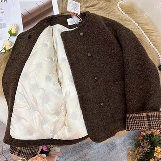 ORZQU 겨울 여성 패치워크 패션 체크 작은 키에 패딩 도톰한 기모 루즈핏 캐주얼 상의 아우터