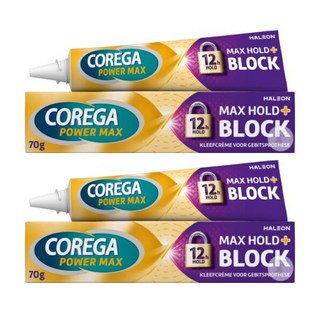 COREGA 코레가 파워 맥스 홀드+블록 접착 크림 (의치 튜브용) 70g X2개