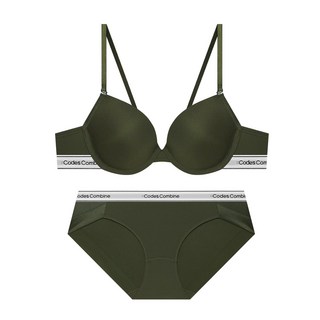 코데즈컴바인이너웨어 더블 라인 베이직 브라팬티세트_카키