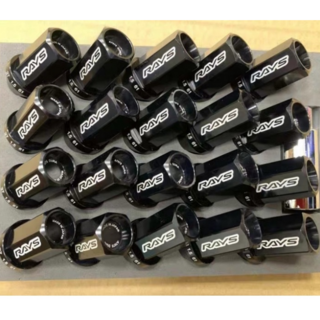 RAYS款式 鍛造螺帽 7075 錐形螺帽 42MM 造型螺帽 車用螺帽, 1個, 黑,M12 1.5牙