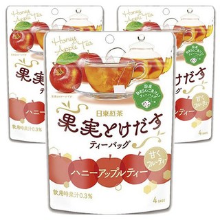 日東紅茶 果香蜂蜜蘋果茶包, 3個, 4入, 7.7g