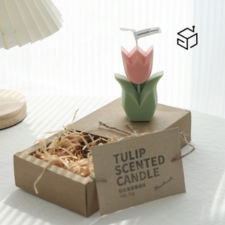 YiZE 臺灣出貨 鬱金香手工香薰蠟燭 教師節禮物 伴手禮 ins 批發 香氛 花朵 擺件 造型, 1個, 【粉】白桃烏龍香味