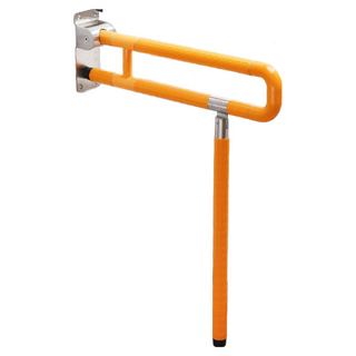 安全扶手 無障礙扶手 上翻式扶手 廁所扶手 馬桶扶手 活動扶手 防滑扶手 浴室扶手 浴室衛生間扶手, 1個, 黄色【75CM-帶腿】可折疊升級款