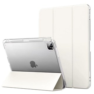 내셔널 리코리아 클리어 에어로 쉴드 애플팬슬 충전 수납홀더 태블릿PC 아이패드 투명케이스 스마트커버 울트라 하이브리드 케이스 for iPad, 아이보리, 1개