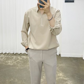 ador 經典雨刷半開領亨利頸長袖襯衫