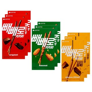 롯데웰푸드 빼빼로 3종 3개씩 (초코 오리지널54g+아몬드37g+초코필드53g), 1개
