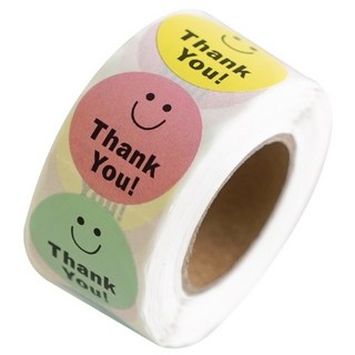 디어플레이스 땡큐 스마일 롤스티커 500매, 1개, 8색 땡큐 스마일