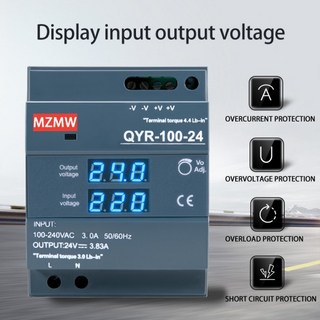 호환 MZMW QYR-60W 100W DIN 레일 스위칭 전원 공급 장치 AC-DC 디지털 디스플레이 산업용 LED 조명 스트립, 02 60와트, 01 100240V, 02 12V용